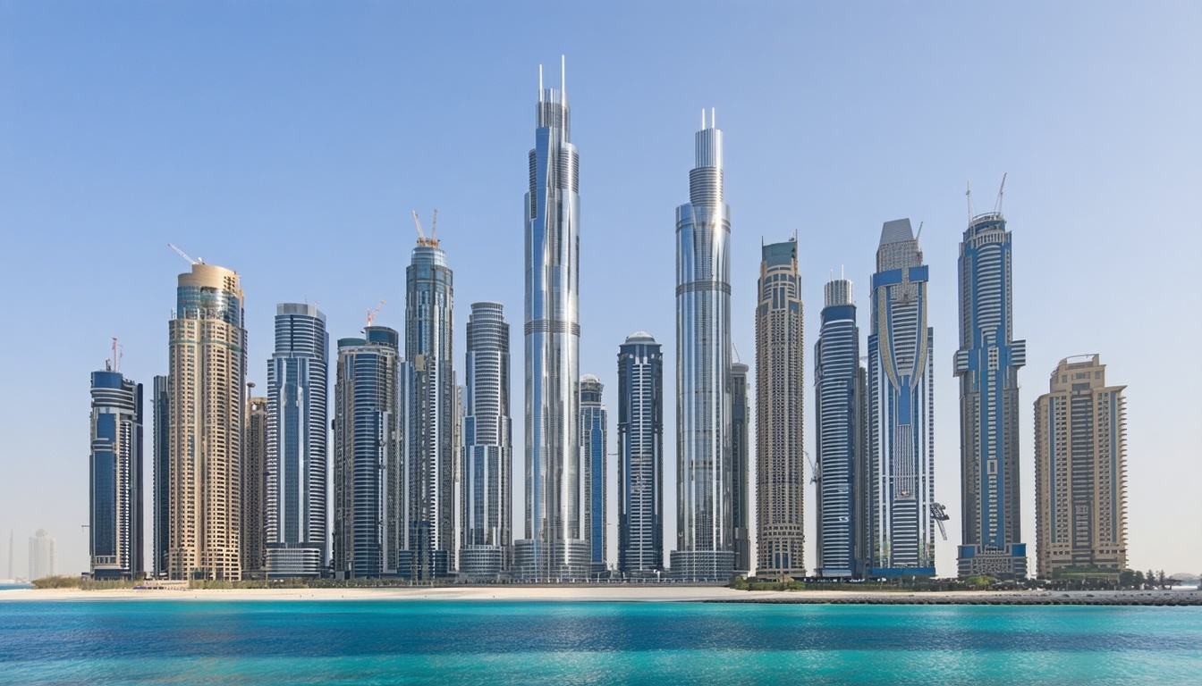 Dubai skyline with modern skyscrapers