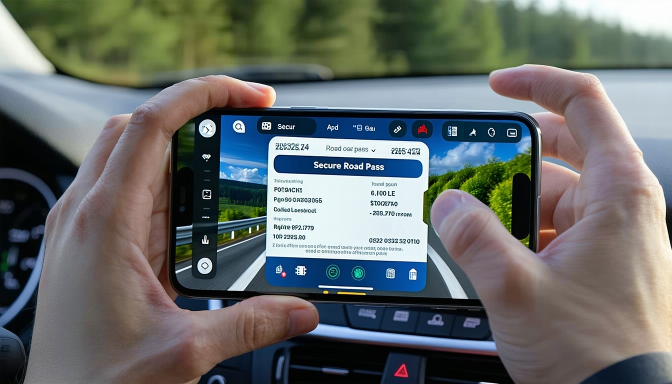 Secure digital road pass displayed on a smartphone